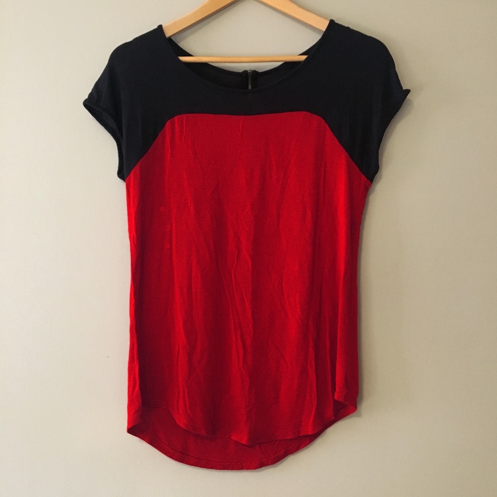 Red & Black T-Shirt Blouse